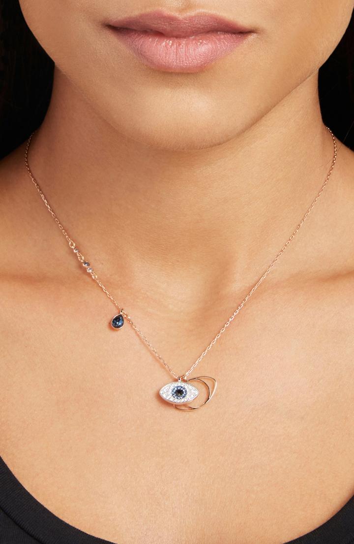 Women's Swarovski Duo Evil Eye Pendant Necklace