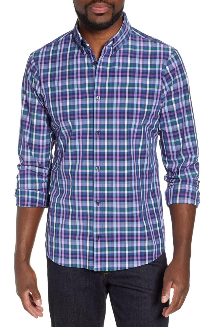 Men's Mizzen+main Regular Fit Plaid Performance Sport Shirt - Blue