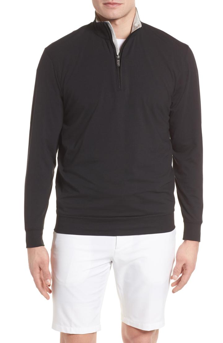 Men's Bobby Jones Pto Liquid Stretch Quarter Zip Pullover, Size - Black
