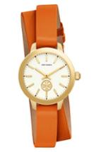 Women's Tory Burch Collins Double Wrap Leather Strap Watch, 32mm