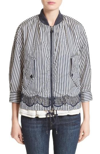 Women's Moncler Istres Twist Stripe Bomber Jacket