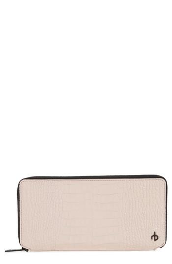 Women's Rag & Bone Croc Embossed Zip Around Leather Wallet - Pink