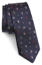 Men's Paul Smith Floral Jacquard Skinny Silk Tie, Size - Blue