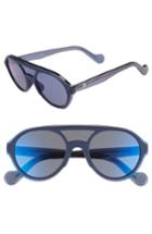 Women's Moncler 52mm Shield Sunglasses - Matte Blue/ Smoke Mirror