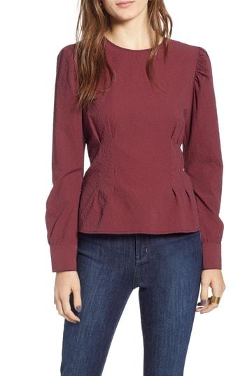 Women's Treasure & Bond Mini Gingham Puff Sleeve Top, Size - Red