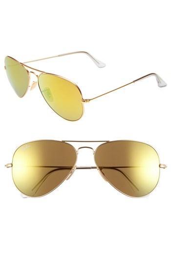 Ray-ban 'original Aviator' 58mm Sunglasses Gold/ Brown Mirror