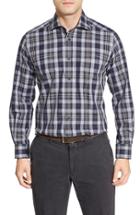 Men's David Donahue Regular Fit Plaid Sport Shirt - Brown