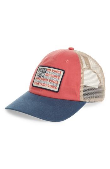 Men's Vineyard Vines Flag Whale Patch Trucker Cap - Red