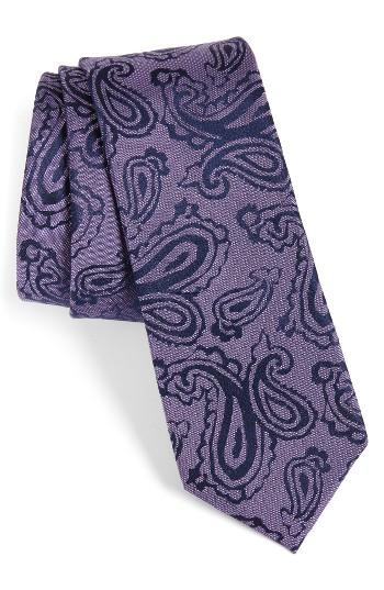 Men's Calibrate Paisley Silk Skinny Tie, Size - Purple