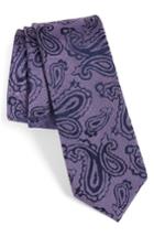 Men's Calibrate Paisley Silk Skinny Tie, Size - Purple