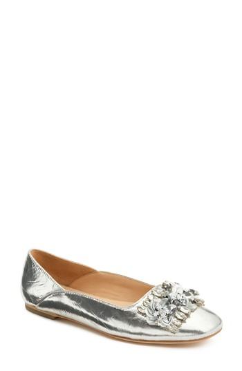 Women's Bill Blass Aurey Embellished Ballet Flat .5 M - Metallic