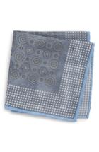 Men's Canali Medallion Cotton Pocket Square, Size - Blue