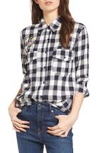 Women's Cupcakes And Cashmere Justine Embroidered Check Shirt - Ivory