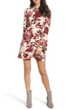 Petite Women's Charles Henry Bell Sleeve Minidress P - Pink