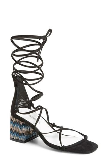 Women's Jeffrey Campbell 'gail' Lace-up Embellished Block Heel Sandal, 2 1/2 Heel
