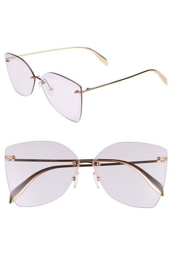 Women's Alexander Mcqueen 64mm Oversize Rimless Sunglasses - Gold