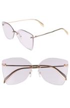 Women's Alexander Mcqueen 64mm Oversize Rimless Sunglasses - Gold