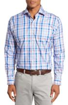 Men's Peter Millar Holiday Regular Fit Plaid Sport Shirt - Blue