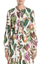 Women's Oscar De La Renta Jungle Print Georgette Blouse - Green
