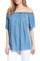 Women's Billy T Lace-up Side Off The Shoulder Top - Blue