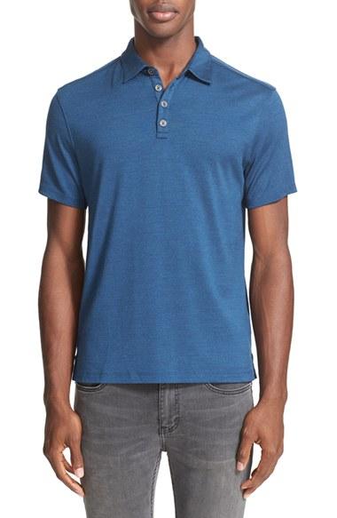 Men's John Varvatos Collection Hampton Silk & Cotton Polo - Blue