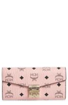 Women's Mcm Large Patricia Visetos Canvas Wallet On A Chain - Pink