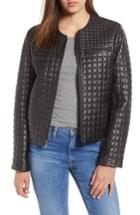 Women's Cole Haan Quilted Lambskin Leather Jacket - Black