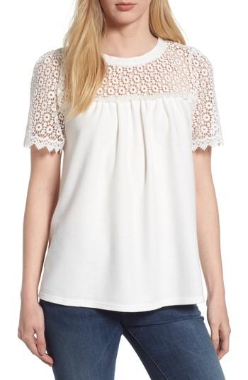 Women's Everleigh Lace Mixed Media Top - White
