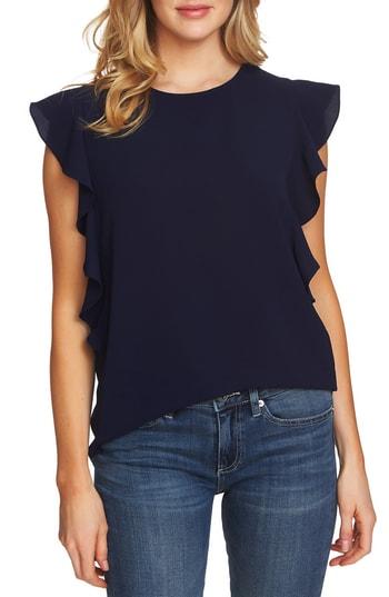 Women's Cece Cascading Ruffle Blouse, Size - Blue