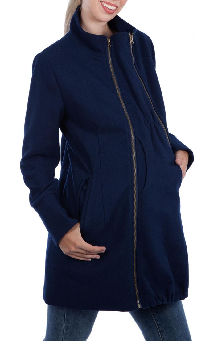 Women's Modern Eternity Convertible 3-in-1 Maternity/nursing Coat - Blue