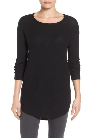 Petite Women's Caslon Texture Knit Tunic, Size P - Black