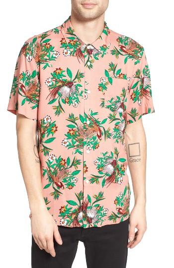 Men's Obey Paradise Print Woven Shirt - Pink