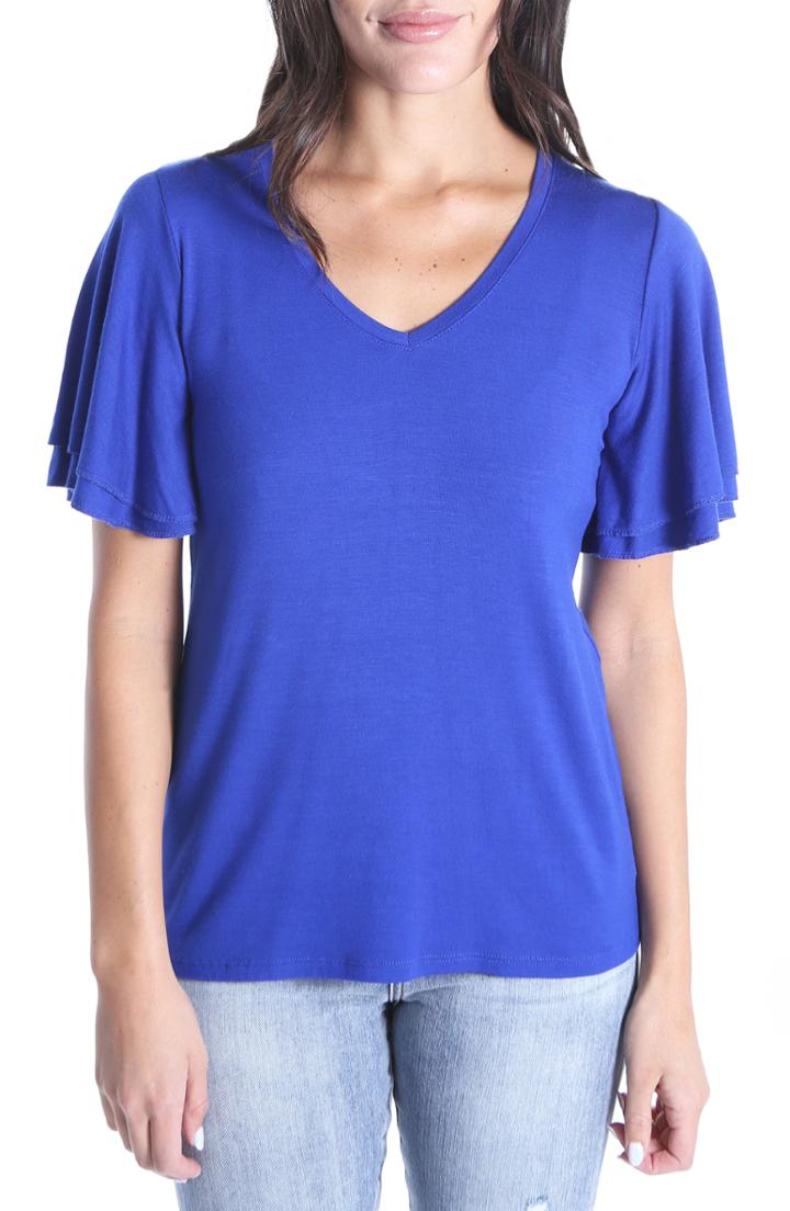 Women's Topshop Stripe Front Tie Tee Us (fits Like 0) - Blue