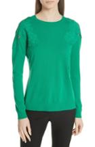 Women's Ted Baker London Yizelda Lace Shoulder Sweater - Green