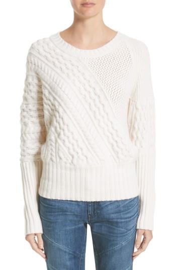 Women's Burberry Mixed Stitch Wool & Cashmere Sweater - Ivory