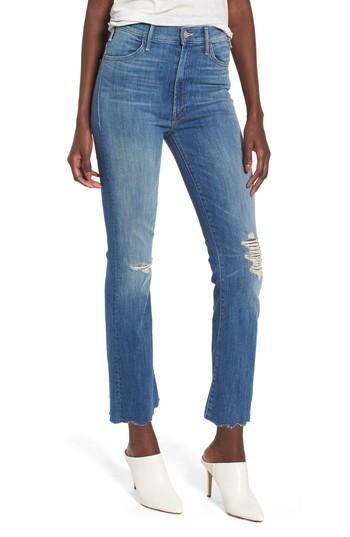 Women's Mother The Hustler High Waist Chew Hem Ankle Jeans - Blue