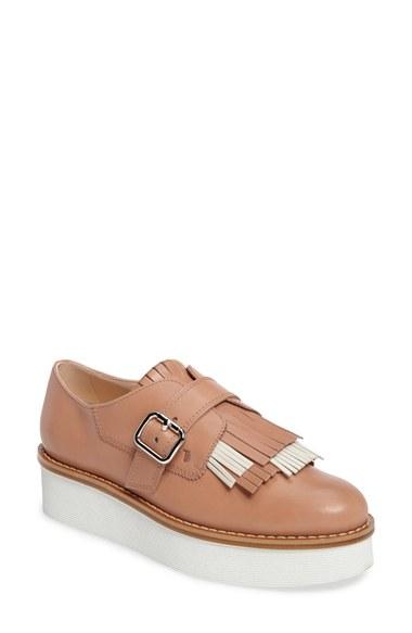 Women's Tod's Kiltie Fringe Platform Loafer .5us / 36.5eu - Beige