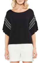 Women's Vince Camuto Smocked Ruffle Sleeve Top - Black
