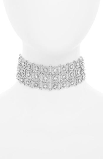 Women's Topshop Crystal Flower Choker Necklace