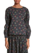 Women's Molly Goddard Floral Puff Sleeve Top Us / 6 Uk - Black