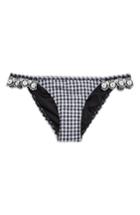 Women's Topshop Gingham Embroidered Bikini Bottoms Us (fits Like 0) - Black