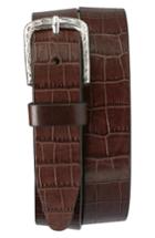 Men's Trask 'rex' Croc Embossed American Steer Leather Belt - Dark Brown