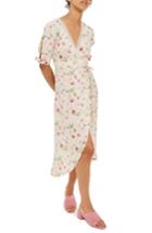 Women's Topshop Floral Wrap Midi Dress Us (fits Like 0-2) - Ivory