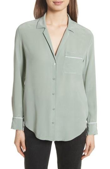 Women's Equipment Keira Piped Silk Shirt - Green