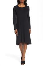 Women's Eileen Fisher Ribbed Wool Sweater Dress, Size - Black