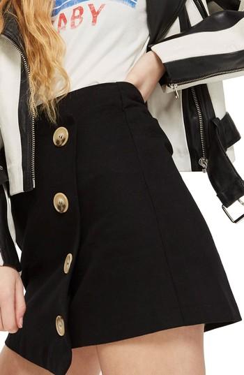 Women's Topshop Twill Asymmetrical Wrap Skirt Us (fits Like 10-12) - Black