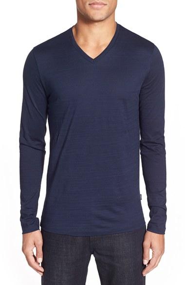Men's Boss 'tyson' V-neck Long Sleeve T-shirt - Blue