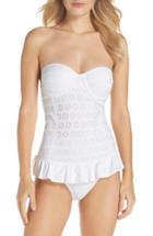 Women's Tory Burch Broderie Anglais Flounce Convertible One-piece Swimsuit - White