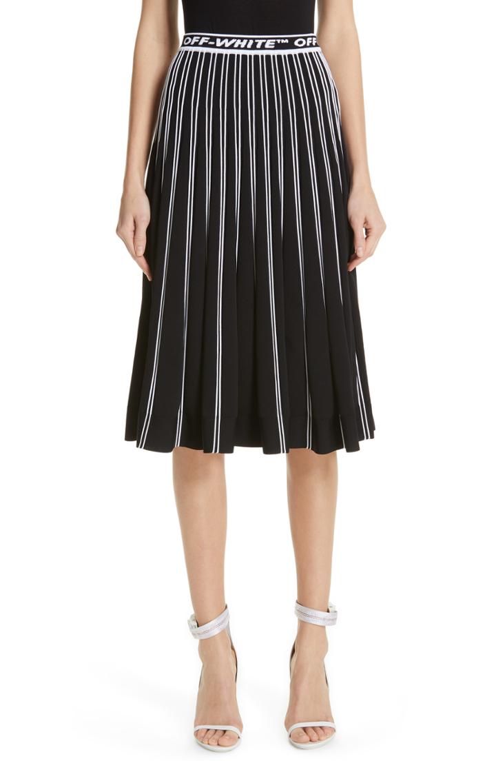 Women's Off-white Pleated Knit Skirt Us / 40 It - Black