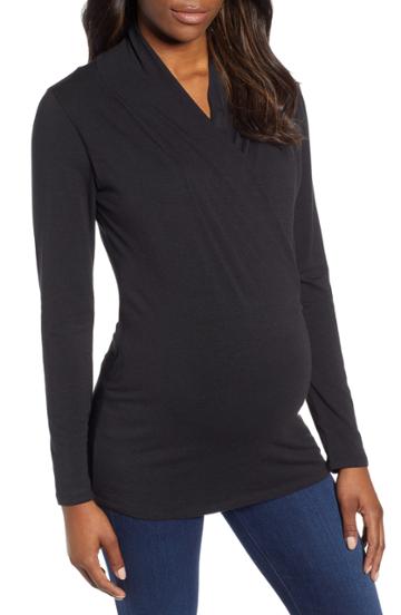 Women's Angel Maternity Maternity/nursing Top - Black